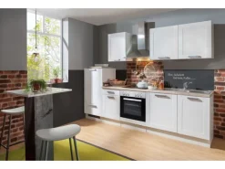 Menke Küchenzeile White Premium Landhaus 270 cm Lacklaminat Weiß Matt-Asteiche