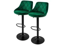 ML-Design Barhocker 2Er Set aus Samt Grün Gepolsterter mit Rückenlehne Fußstütze