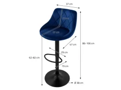 ML-Design Barhocker 4Er Set aus Samt Blau Gepolsterter Drehbar