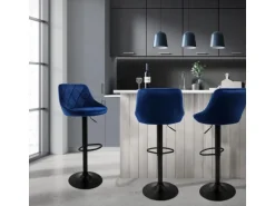 ML-Design Barhocker 4Er Set aus Samt Blau Gepolsterter Drehbar