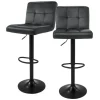 ML-Design Barhocker 2Er Set aus Samt Grau Gepolsterter Barstuhl mit Rückenlehne