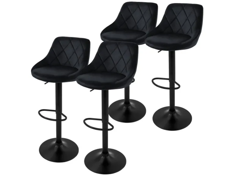 ML-Design Barhocker 4Er Set aus Samt Schwarz Gepolsterter Drehbar
