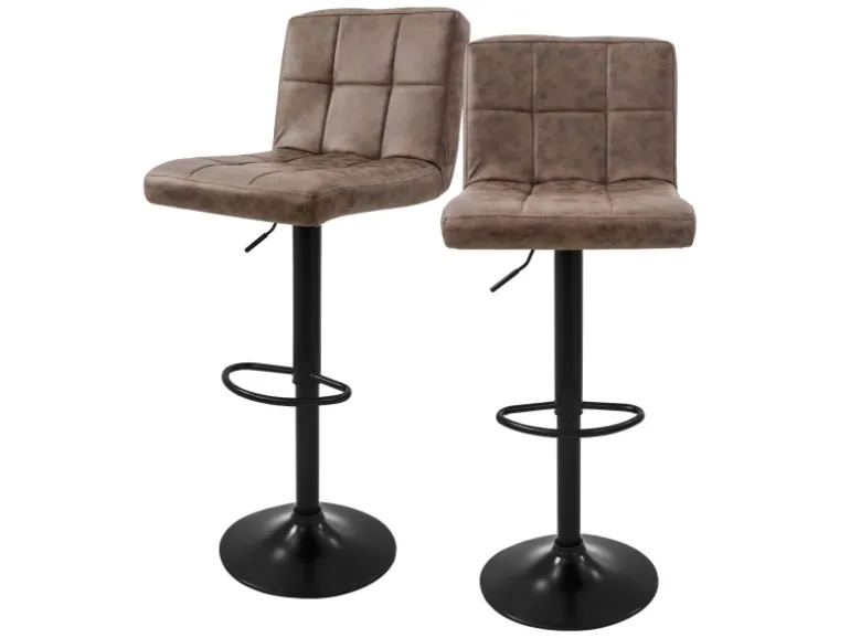 ML-Design Barhocker Set 2 Kunstleder Braun Gepolsterter Barstuhl mit Rückenlehne
