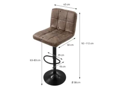 ML-Design Barhocker Set 2 Kunstleder Braun Gepolsterter Barstuhl mit Rückenlehne