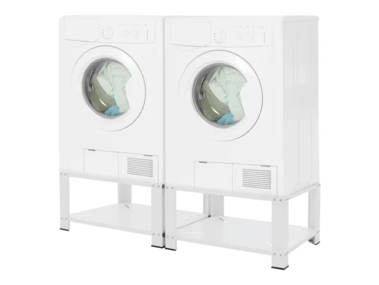ML-Design Doppel Waschmaschinen Untergestell mit 2 Ablagen Weiß 128x54 cm Stahl