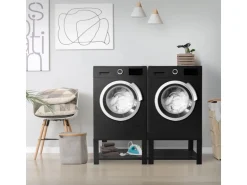 ML-Design Doppel Waschmaschinen Untergestell 2 Ablagen Schwarz 128x54 cm Stahl