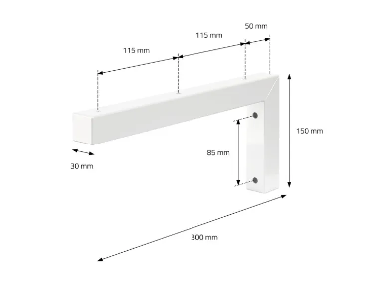 ML-Design 2Er Set Wandkonsole Winkel L-Form für Waschtisch 300x150 mm Weiß Stahl