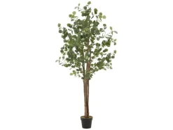 ML-Design Künstliche Eukalyptus 180cm Groß Kunstpflanze Naturholzstamm