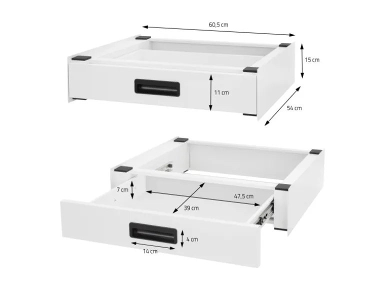 ML-Design Verbindungsrahmen für Waschmaschine mit Ausziehbarer Schublade 60x55cm
