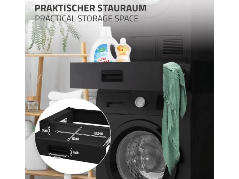 ML-Design Verbindungsrahmen für Waschmaschine mit Ausziehbarer Schublade Stahl