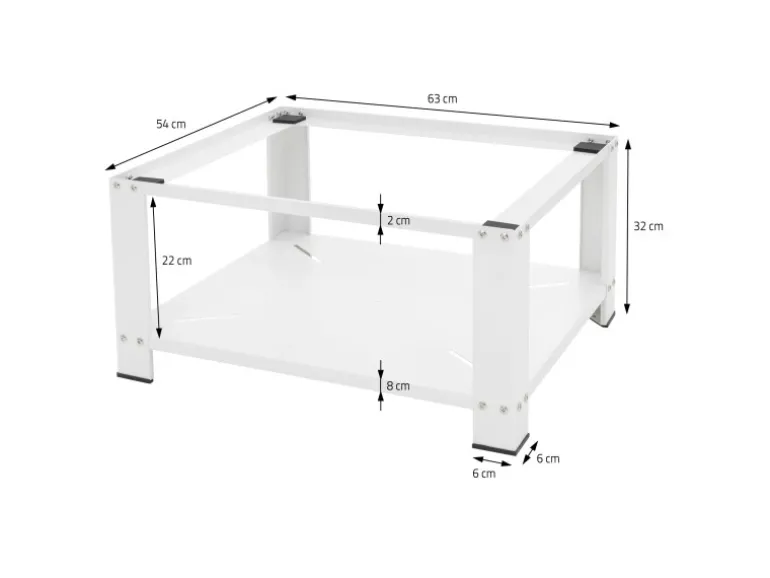 ML-Design Waschmaschinen Untergestell mit Ablage 63x54 cm Stahl Weiß bis 150kg