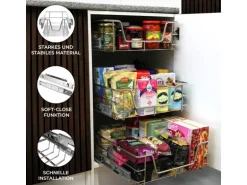Monstershop 2 x Ausziehbare Küchenschublade  Für 50cm Breite Schränke
