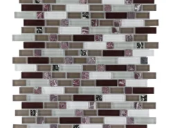 Mosaikmatte Glas Stein Bordo Grey White 30 cm x 30 cm