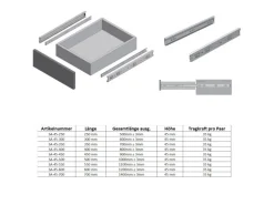 MS Beschläge Schubladenauszug Vollauszug Verzinkt 300 mm Höhe 45 mm