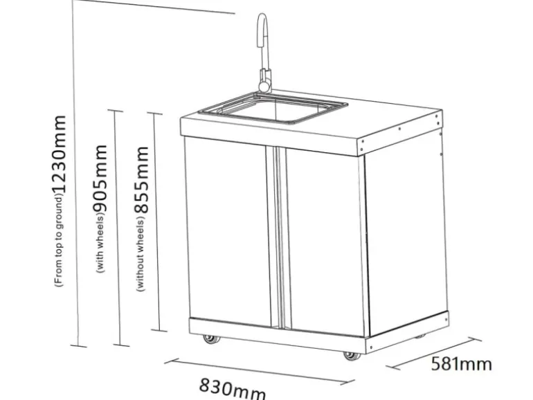 MyOutdoorKitchen Modul mit Spülbecken und Aufbewahrungsschrank Stainless Collection