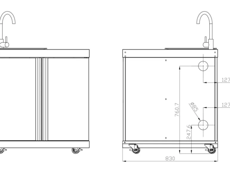 MyOutdoorKitchen Modul mit Spülbecken und Aufbewahrungsschrank Stainless Collection