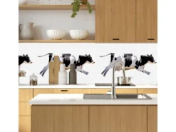 MySpotti Küchenrückwand Profix Cucina Fliegende Kuh 270 x 60 cm Schwarz-Weiß