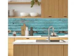 MySpotti Küchenrückwand Profix Cucina Ernest Holz 160 x 60 cm Cyanblau