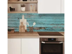 MySpotti Küchenrückwand Profix Cucina Ernest Holz 160 x 60 cm Cyanblau