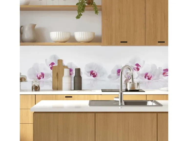 MySpotti Küchenrückwand Profix Cucina Orchidee 270 x 60 cm Lila-Weiß