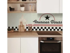 MySpotti Küchenrückwand Profix Cucina American Diners 210 x 60 cm Mehrfarbig