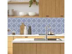 MySpotti Küchenrückwand Profix Cucina Apollon 210 x 60 cm Blau-Weiß