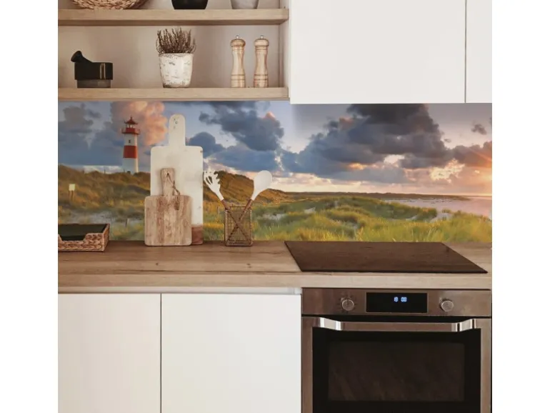 MySpotti Küchenrückwand Profix Cucina Leuchtturmpanorama 160 x 60 cm Sanddüne