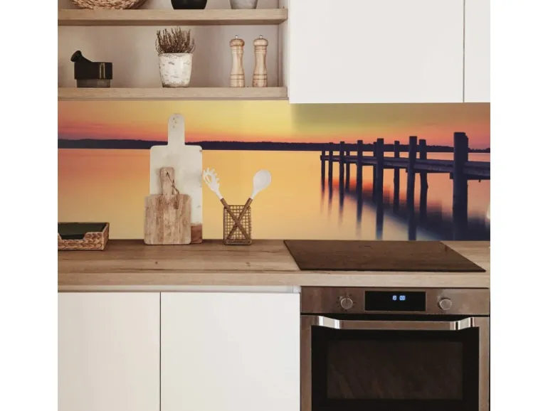 MySpotti Küchenrückwand Profix Cucina Seepanorama 210 x 60 cm Abendsonne