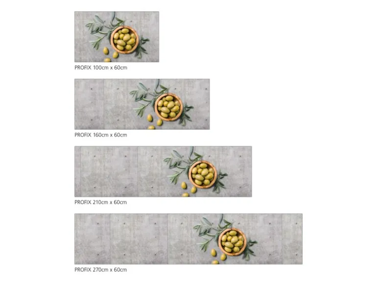 MySpotti Küchenrückwand Profix Cucina Olive & Concrete 270 x 60 cm Grau-Gelb