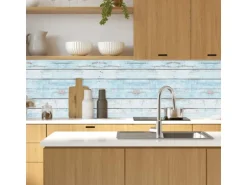 MySpotti Küchenrückwand Profix Cucina Wood Light 160 x 60 cm Hellblau