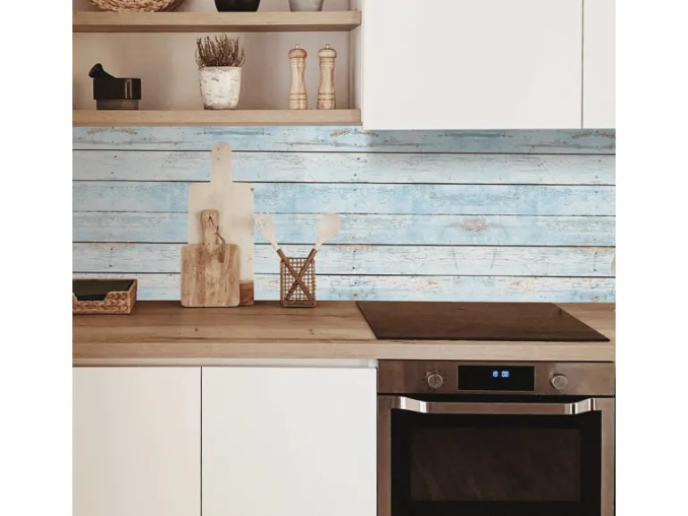 MySpotti Küchenrückwand Profix Cucina Wood Light 160 x 60 cm Hellblau