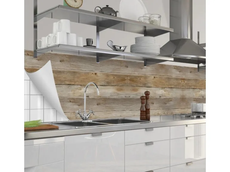 Myspotti Küchenrückwandfolie Holz Selbstklebend 280 cm x 60 cm
