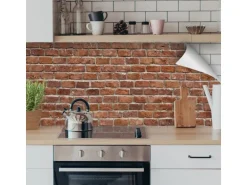 Myspotti Küchenrückwandfolie Brick Wall Selbstklebend 280 cm x 60 cm Ziegelrot