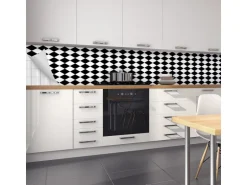 Myspotti Küchenrückwandfolie Bobby II Selbstklebend 450 cm x 60 cm Schwarz-Weiß