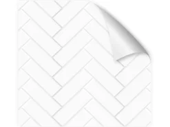 Myspotti Küchenrückwandfolie Herringbone Tile White Selbstklebend 220 cm x 60 cm