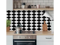 Myspotti Küchenrückwandfolie Bobby II Selbstklebend 220 cm x 60 cm Schwarz-Weiß
