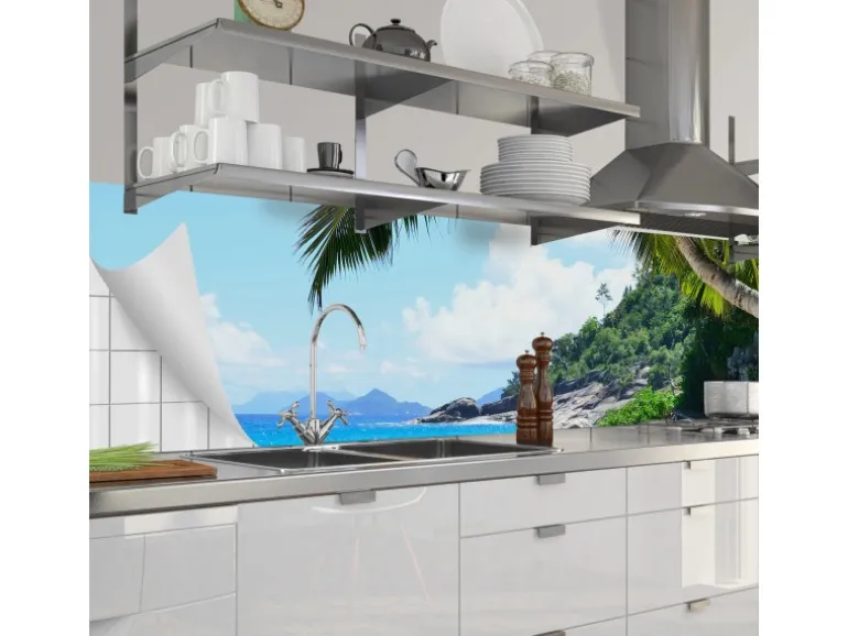 Myspotti Küchenrückwandfolie Seychellen Selbstklebend 280 cm x 60 cm