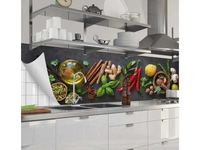 Myspotti Küchenrückwandfolie Fresh Spice Selbstklebend 280 cm x 60 cm