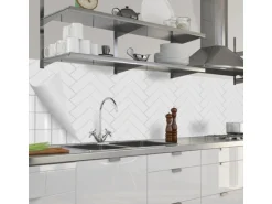 Myspotti Küchenrückwandfolie Herringbone Tile White Selbstklebend 280 cm x 60 cm