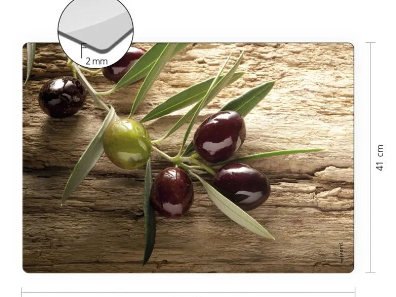 Myspotti Mini-Spritzschutzplatte Olivenzweig 59 cm x 41 cm