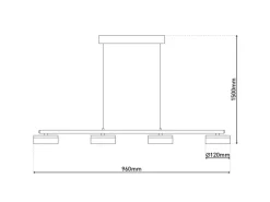 Näve LED-Pendelleuchte Cimo Schwarz 150 cm x 96 cm x 12 cm 4er-Set
