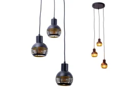Näve Pendelleuchte Casco Schwarz Ø 25 cm x 120 cm 3er-Set