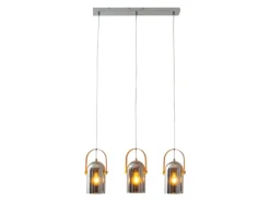 Näve Pendelleuchte Vidrio Silber 141 cm x 11,5 cm 64 cm 3er-Set