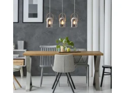 Näve Pendelleuchte Vidrio Silber 141 cm x 11,5 cm 64 cm 3er-Set