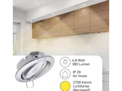 Oktaplex 12er Set LED Deckenspot Dijon inkl. LED Modul Warmweiß 2700K 4,8W Chrom 380lm LED Einbaustrahler Schwenkbar