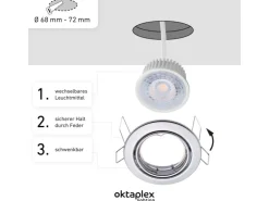 Oktaplex 12er Set LED Deckenspot Dijon inkl. LED Modul Warmweiß 2700K 4,8W Chrom 380lm LED Einbaustrahler Schwenkbar