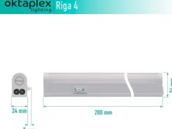 Oktaplex LED Unterbauleuchte Riga Küche 28cm Warmweiß 3000K 230V mit Schalter
