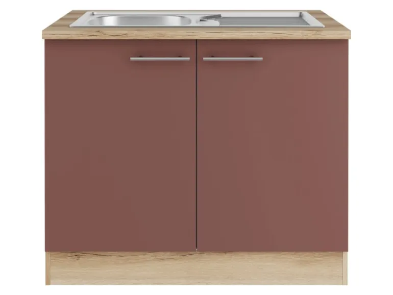 OPTIFIT Bari407 Küchen-Spülenunterschrank 100 cm Rostrot