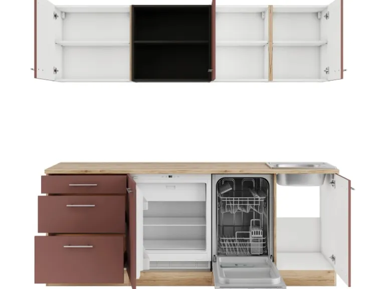 OPTIFIT Bari407 Küchenzeile 210 cm Rostrot