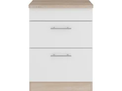 Optifit Küchen-Auszugsunterschrank Dakar286 60cm Weiß Sgl. für Glaskeramikkochf